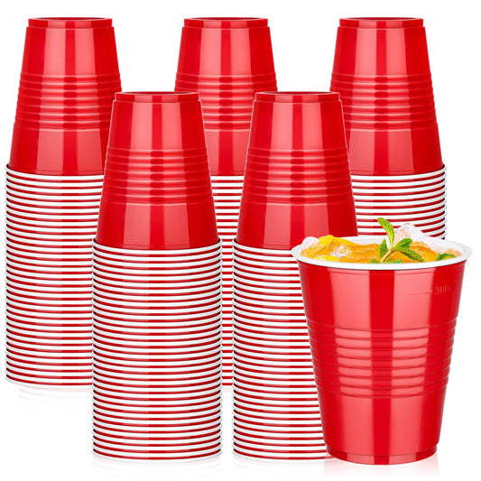 100 Pcs 12 Oz Red Plastic Cups, Disposable Party Cup for Christmas & Events 🍁 All In One Marketplace Canada
