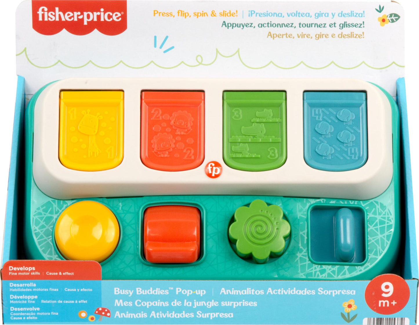 Fisher-Price Baby Early Learning Toy with Fine Motor Activities for Cause-and-Effect Play, Busy Buddies Pop-Up Fisher-Price