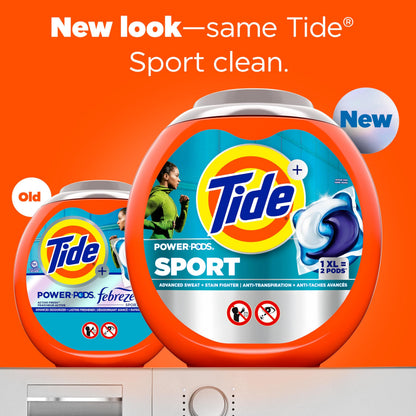 Tide Power Pods Laundry Detergent Pacs with Febreze Sport, Febreze Freshness with Sport Odor Defense, 2.06 kg, 45 Count Tide