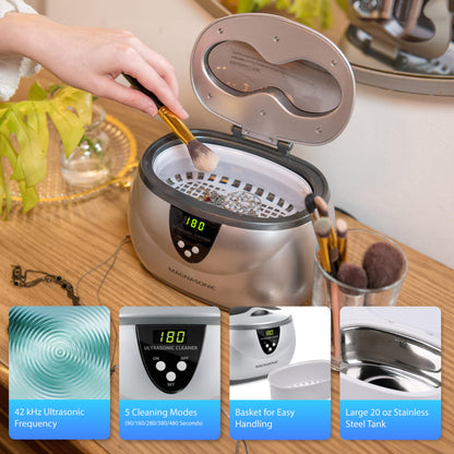 Magnasonic Ultrasonic Cleaner - 20oz Stainless Steel Tank, Digital Timer, 5 Cleaning Modes, Ultrasonic Jewelry Cleaner for All Jewelry, Eyeglasses, Watches, Dentures, Retainers & More 🍁 All In One Marketplace Canada Magnasonic