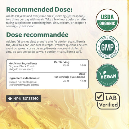 Organic Black Seed Oil | Cold Pressed Pure Black Cumin Seed Oil | Antioxidant, Blood Sugar & Liver Support | 100% Pure, Virgin Nigella Sativa | Zero Additives, Vegan & Non-GMO | 240ml (8 oz.) - Available at All In One Marketplace Canada
