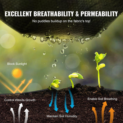 VEVOR Weed Barrier Landscape Fabric, 4*50FT Heavy Duty Garden Weed Fabric, Woven PP Weed Control Fabric, Driveway Fabric, Geotextile Fabric for Landscaping, Ground Cover, Weed Blocker Weed Mat, Black