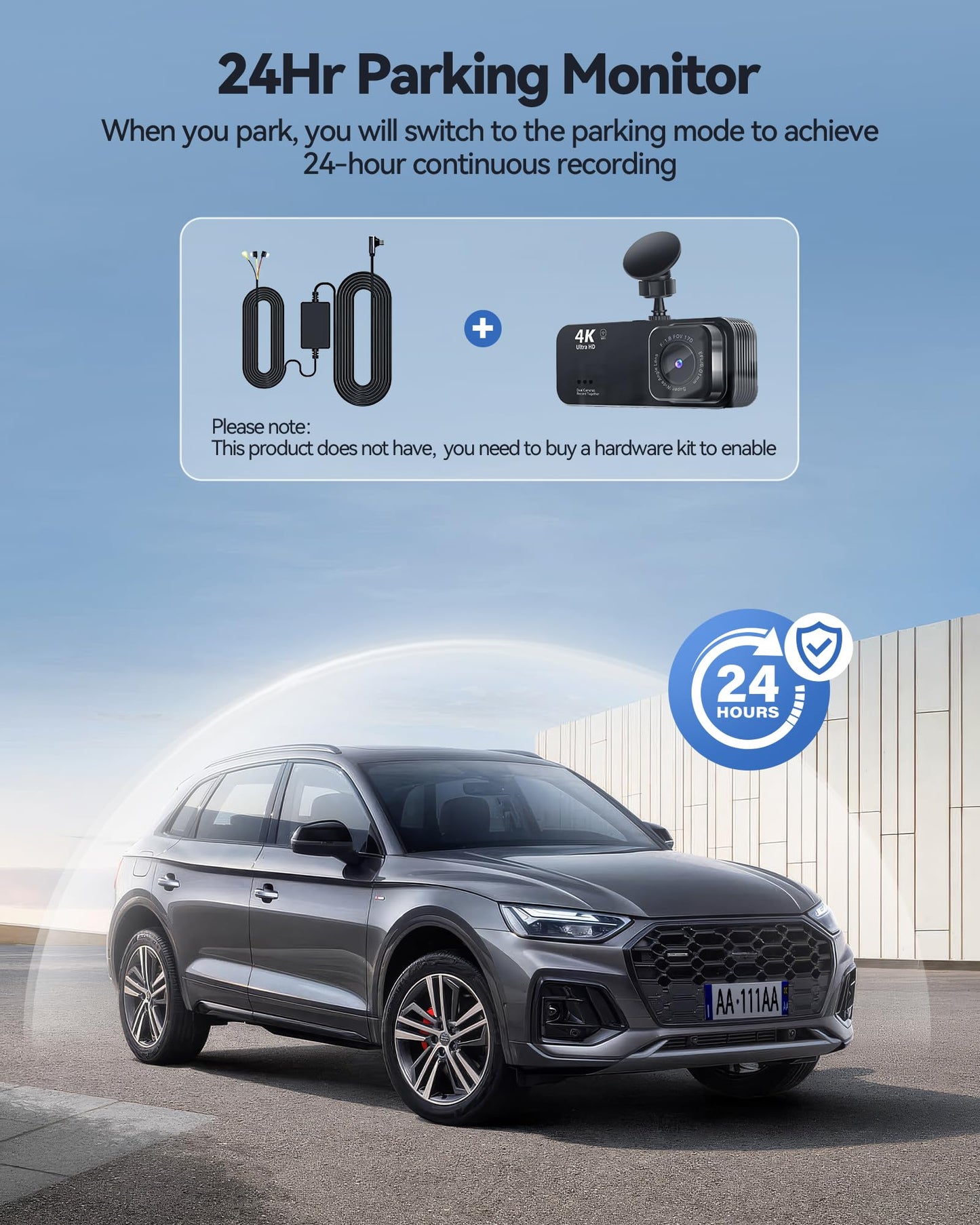 Dash Camera for Cars, 4K+1080P Dash Cam Front and Rear with 5G WiFi, Built-in 32GB Card, Night Vision, G-Sensor, 24H Parking Mode, Loop Recording