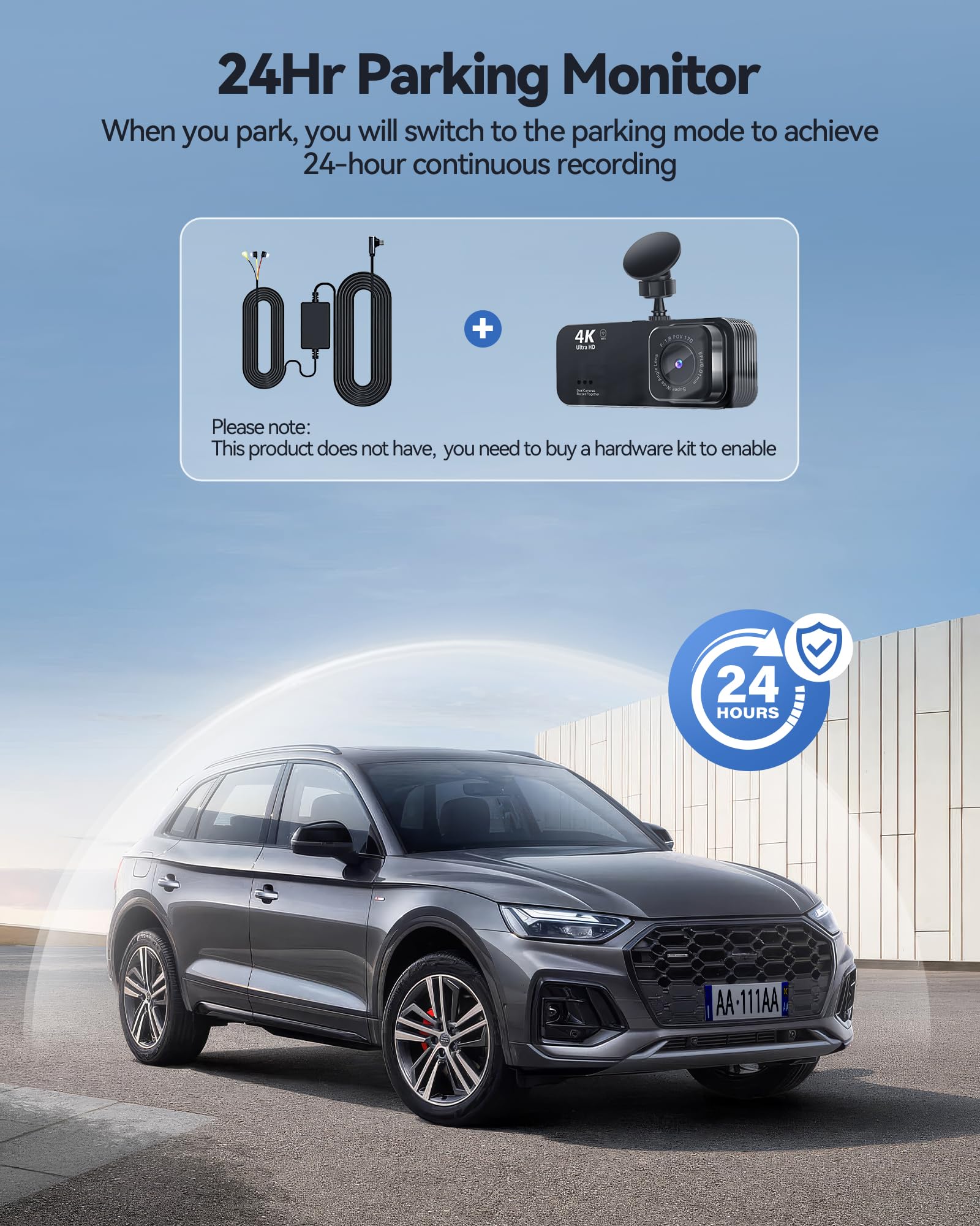 Dash Camera for Cars, 4K+1080P Dash Cam Front and Rear with 5G WiFi, Built-in 32GB Card, Night Vision, G-Sensor, 24H Parking Mode, Loop Recording