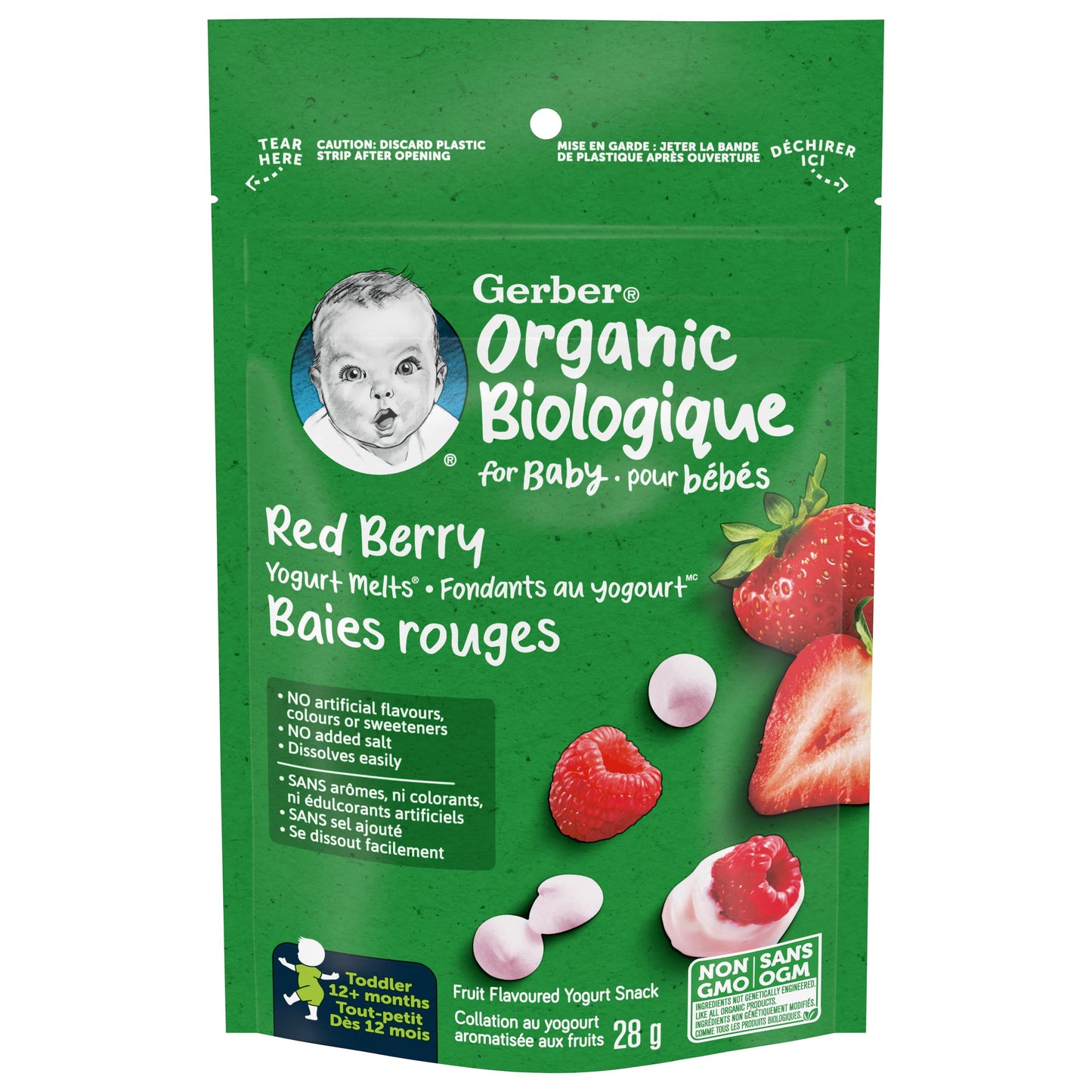 Gerber Organic Yogurt Melts Red Berry - Toddler Snack, 12+ Months, 28g (7 Pack)
