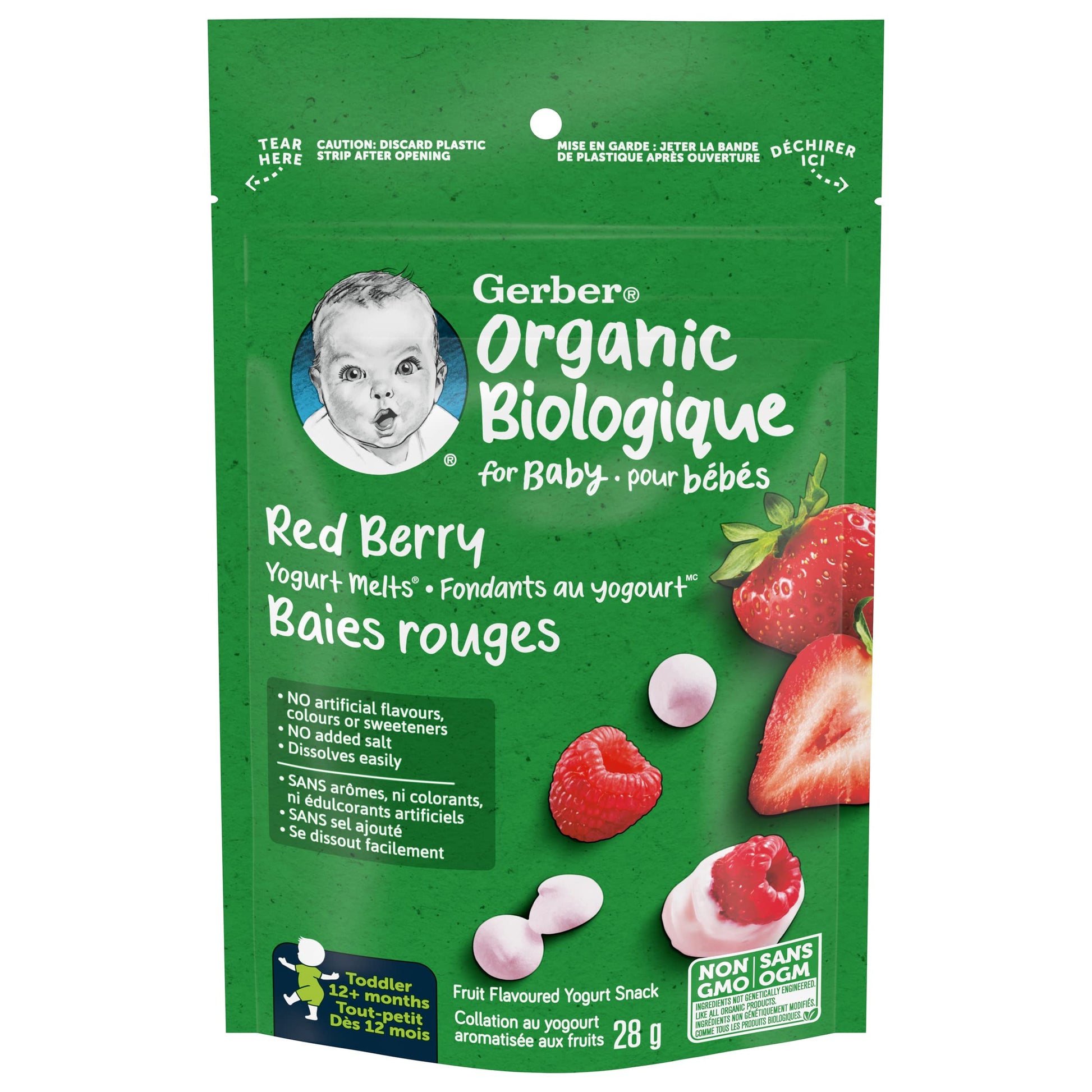 Gerber Organic Yogurt Melts Red Berry - Toddler Snack, 12+ Months, 28g (7 Pack)