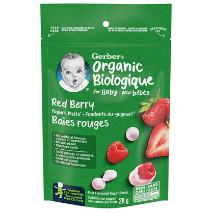 Gerber Organic Yogurt Melts Red Berry - Toddler Snack, 12+ Months, 28g (7 Pack)