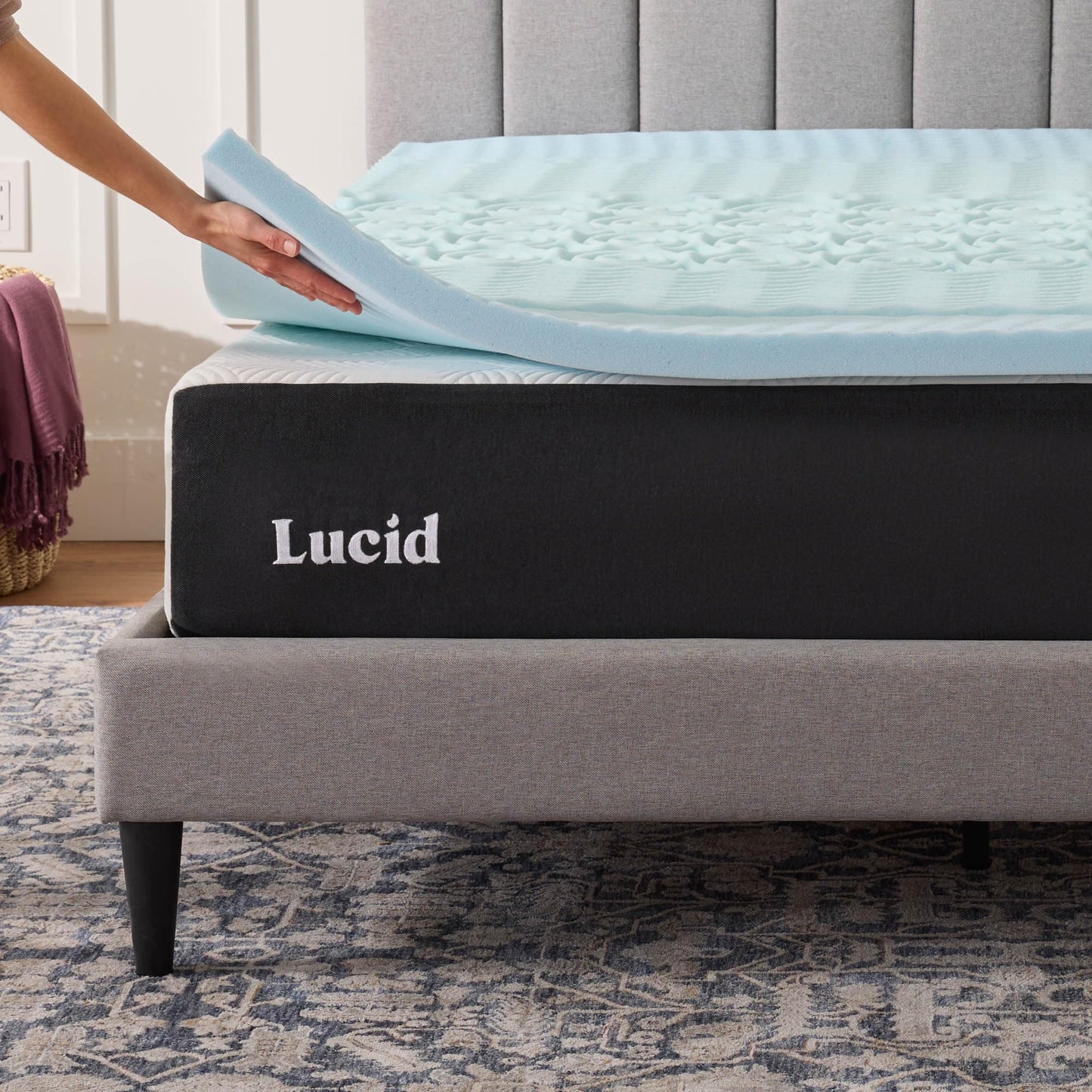 LUCID 2 Inch Gel Memory Foam Plush - Cooling Targeted Convoluted Comfort Zones Mattress Topper - Full LUCID