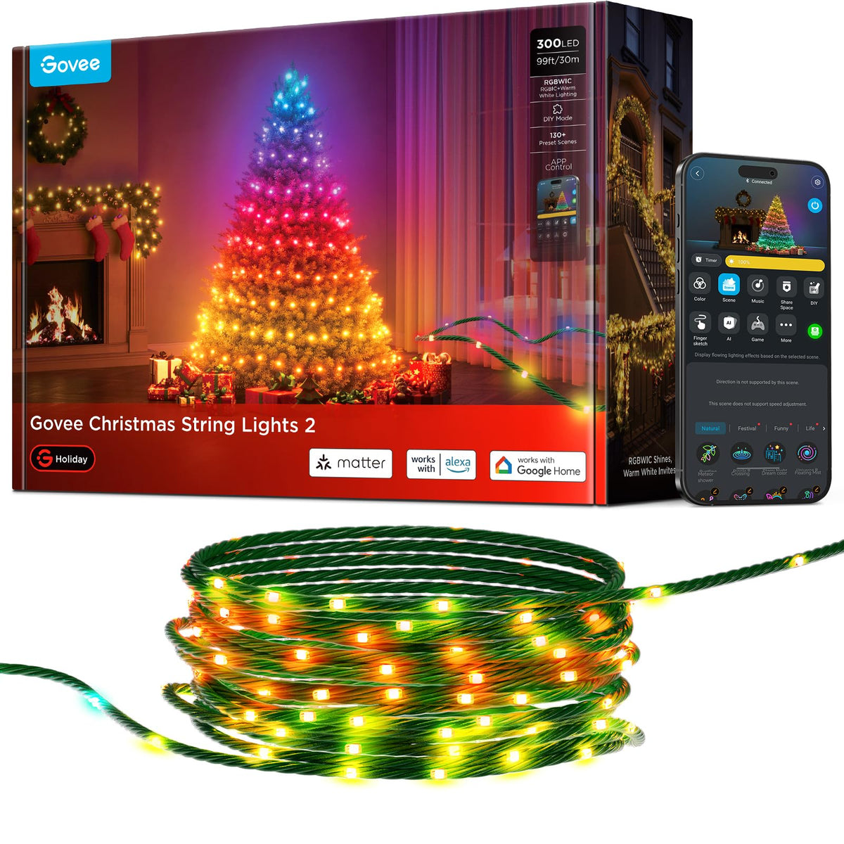 Govee Christmas Lights 2, 99FT 300LEDs Holiday String Lights, Green Wire 🍁 All In One Marketplace Canada