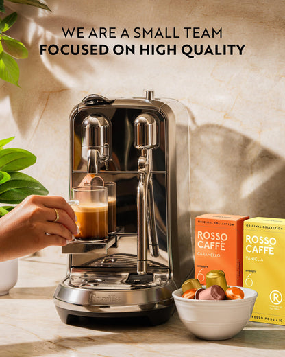 ROSSO CAFFÈ 120 Espresso Capsules for Nespresso Original Machines – Premium Flavored Coffee Pack with Vanilla, Crème Brûlée & Caramel