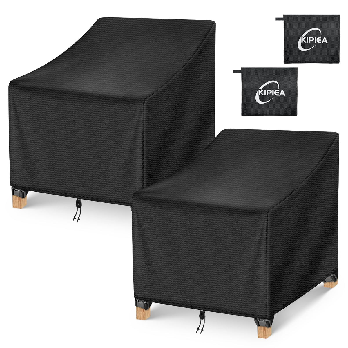 Kipiea 500D Patio Chair Covers Waterproof Winter 2 Pack - Heavy Duty Lawn Outdoor Furniture Chair Covers with Anti UV and No Tears, No Fading (33" W x 35" D x 31" H) 🍁 All In One Marketplace Canada
