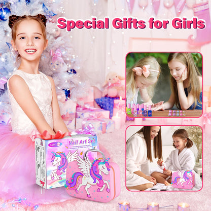 Glisiol Kids Nail Polish Set for Girls Toys, Washable Quick-Dry Toddler Nail Art Kit with Air Cooling Dryer and Cosmetic Case, Christmas or Birthday Gifts for Girls Ages 3 4 5 6 7 9 10 11 12-Pink 🍁 All In One Marketplace Canada