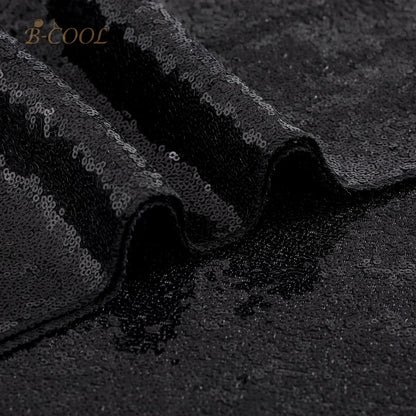 Nappe à paillettes noires B-COOL pour Halloween, chemin de table scintillant rectangulaire de 50x80 pouces pour décorations de table de mariage, anniversaire et bal de fin d'année
