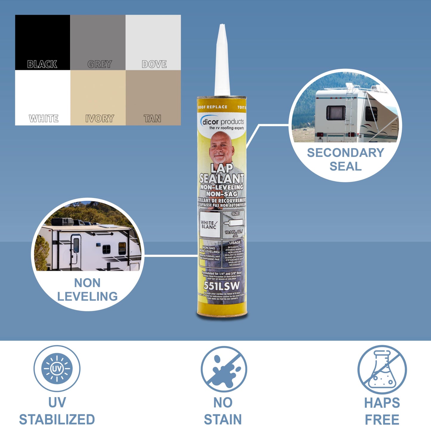 Dicor 551LSW1 White Non-Sag Roof Lap Sealant - 10.3 oz. Tube 🍁 All In One Marketplace Canada