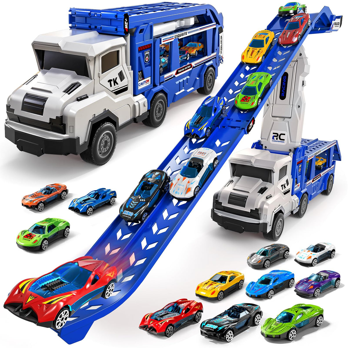 Transport Truck Toy for Kids, Transport Vehicle with Double Race Ramp Track 🍁 All In One Marketplace Canada