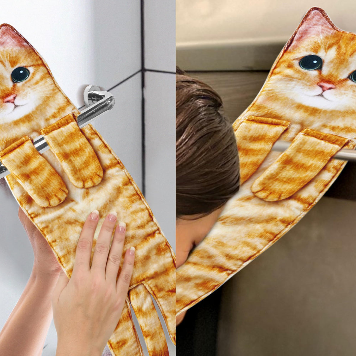 Funny Cat Hand Towels for Bathroom Kitchen, Hanging Decor Gifts for Women 🍁 All In One Marketplace Canada