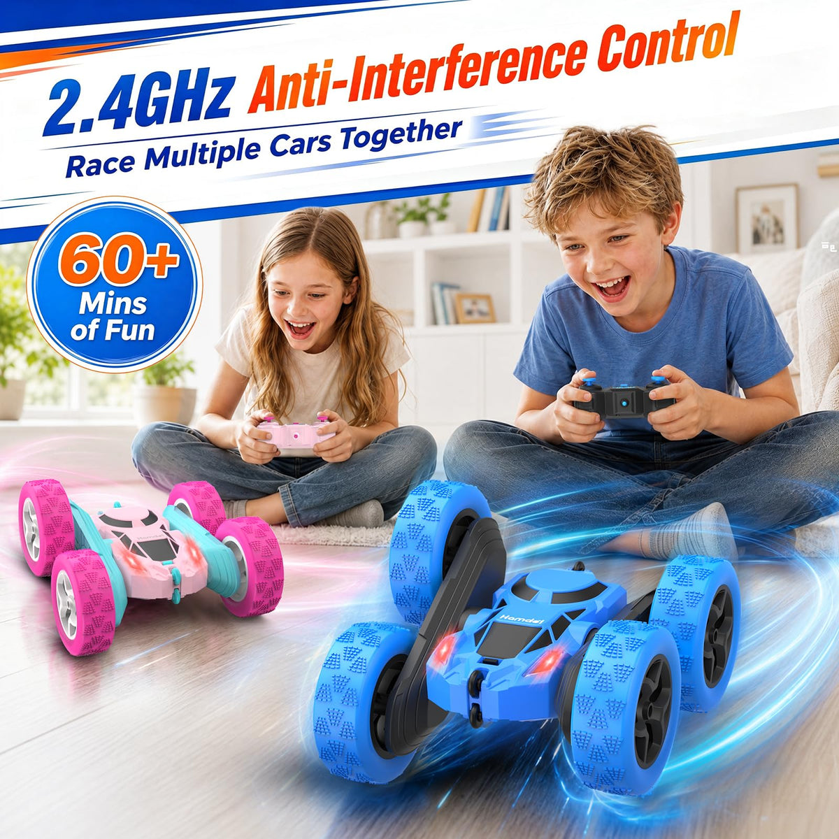 Hamdol Pink Remote Control Car for Girls, Double-Sided RC Stunt Car with LED Headlights, Rechargeable 4WD Electric Toy Vehicle, Princess Gift for 6–12 Year Old Girls, Birthday & Christmas Toy 🍁 All In One Marketplace Canada