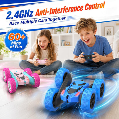 Hamdol Pink Remote Control Car for Girls, Double-Sided RC Stunt Car with LED Headlights, Rechargeable 4WD Electric Toy Vehicle, Princess Gift for 6–12 Year Old Girls, Birthday & Christmas Toy 🍁 All In One Marketplace Canada