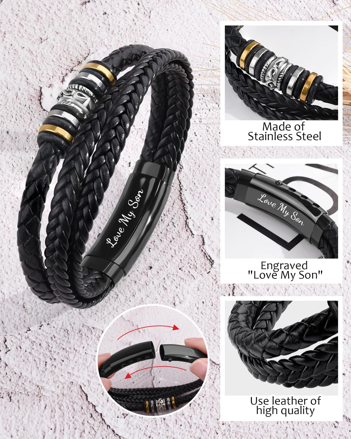BOCHOI To My Son Bracelet Son Gifts from Mom Dad Mens Bracelet 🍁 All In One Marketplace Canada