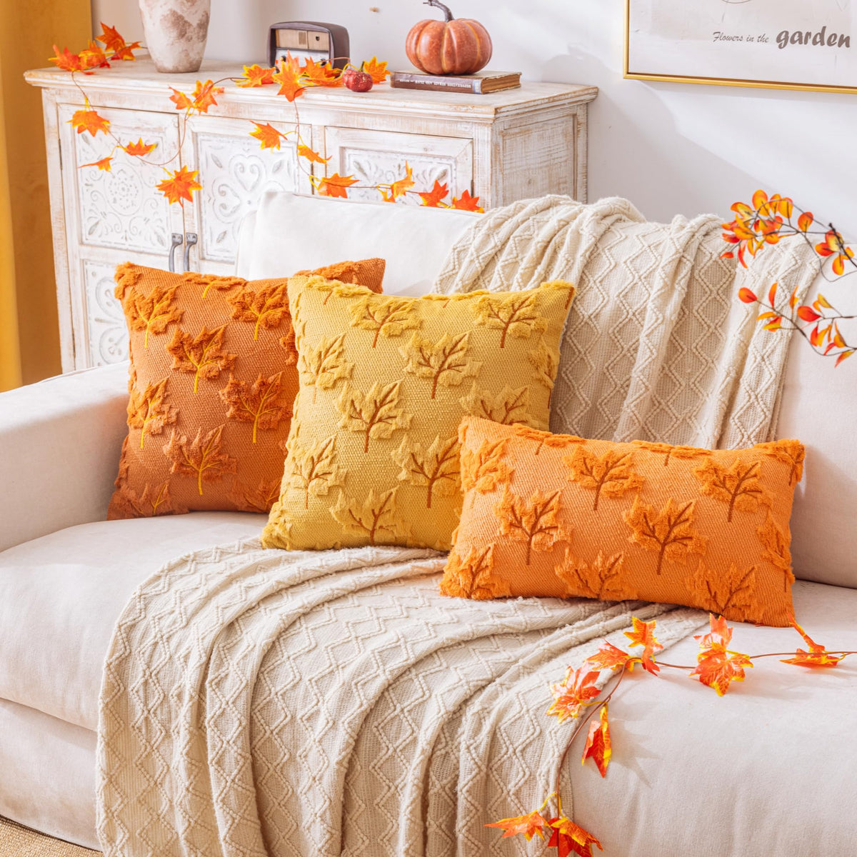 AQOTHES Maple Leaf Fall Orange Throw Pillow Covers 18x18 Inch Set of 2 🍁 All In One Marketplace Canada