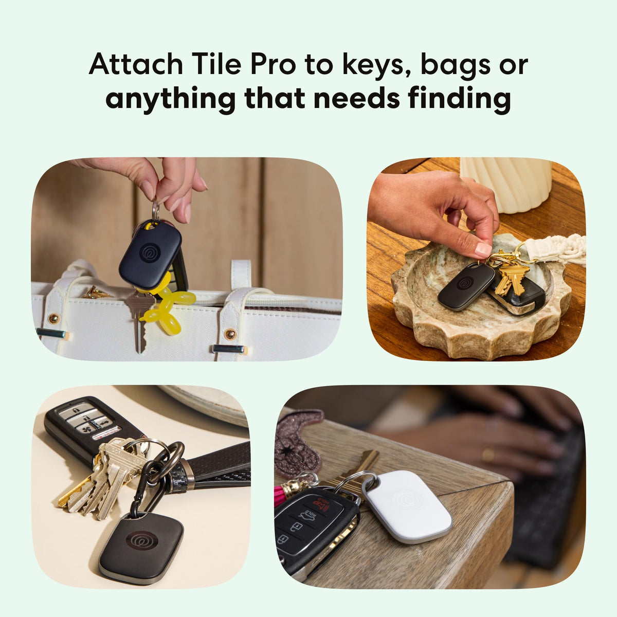 Life360 Tile Pro - Powerful Bluetooth Tracker, Key Finder and Item Locator for Keys Bags, and More. Both iOS and Android Compatible. Phone Finder. 4-Pack (Black/White)