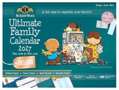 2027 MotherWord Deluxe Magnetic Ultimate Family Calendar and Chore Chart, 16-Month Family Planner, Sept 2026-Dec 2027, English, Large Deluxe Version, 18" x 13.5" (MWFCT12827) 🍁 All In One Marketplace Canada