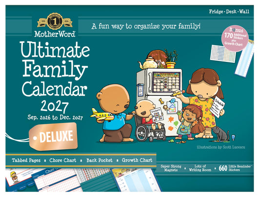 2027 MotherWord Deluxe Magnetic Ultimate Family Calendar and Chore Chart, 16-Month Family Planner, Sept 2026-Dec 2027, English, Large Deluxe Version, 18" x 13.5" (MWFCT12827) 🍁 All In One Marketplace Canada MotherWord