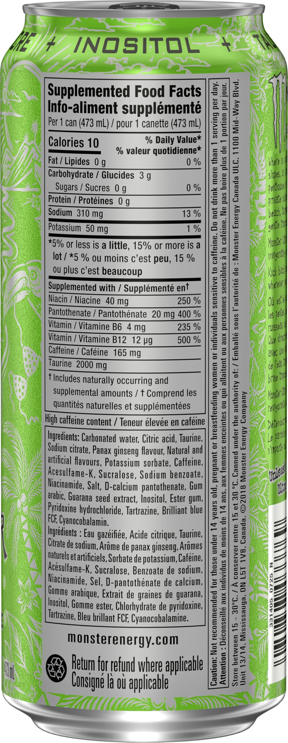 MONSTER ENERGY, Ultra Paradise, 473 mL Cans (12 Pack) – Zero Sugar Energy Drink