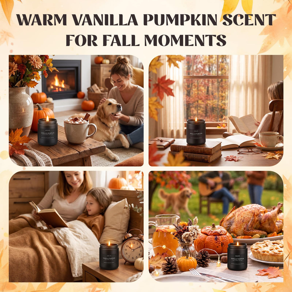 Auelife Fall Candle, Vanilla Pumpkin Scented for Home, Soy Wax 🍁 All In One Marketplace Canada