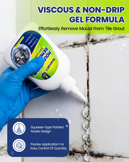 Mould Remover Gel - Household Washing Machine Cleaner, Tile Grout Cleaner with Brush, Mildew Stain Remover for Washer Rubber, Shower, Bathroom, Bathtub Caulk, Kitchen Sink, Fridge Seal, Wall - 8 Fl Oz - Available at All In One Marketplace Canada