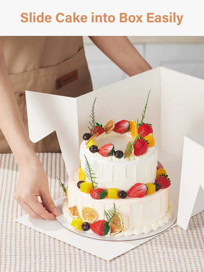 40Pcs 10x10x8 Inch Cake Boxes Set, (20Pcs Boxes+20Pcs Boards), White Tall Cardboard Containers for Multi-Layer Desserts, Perfect for Decorating, Mother's Day & Bakery Use 🍁 All In One Marketplace Canada