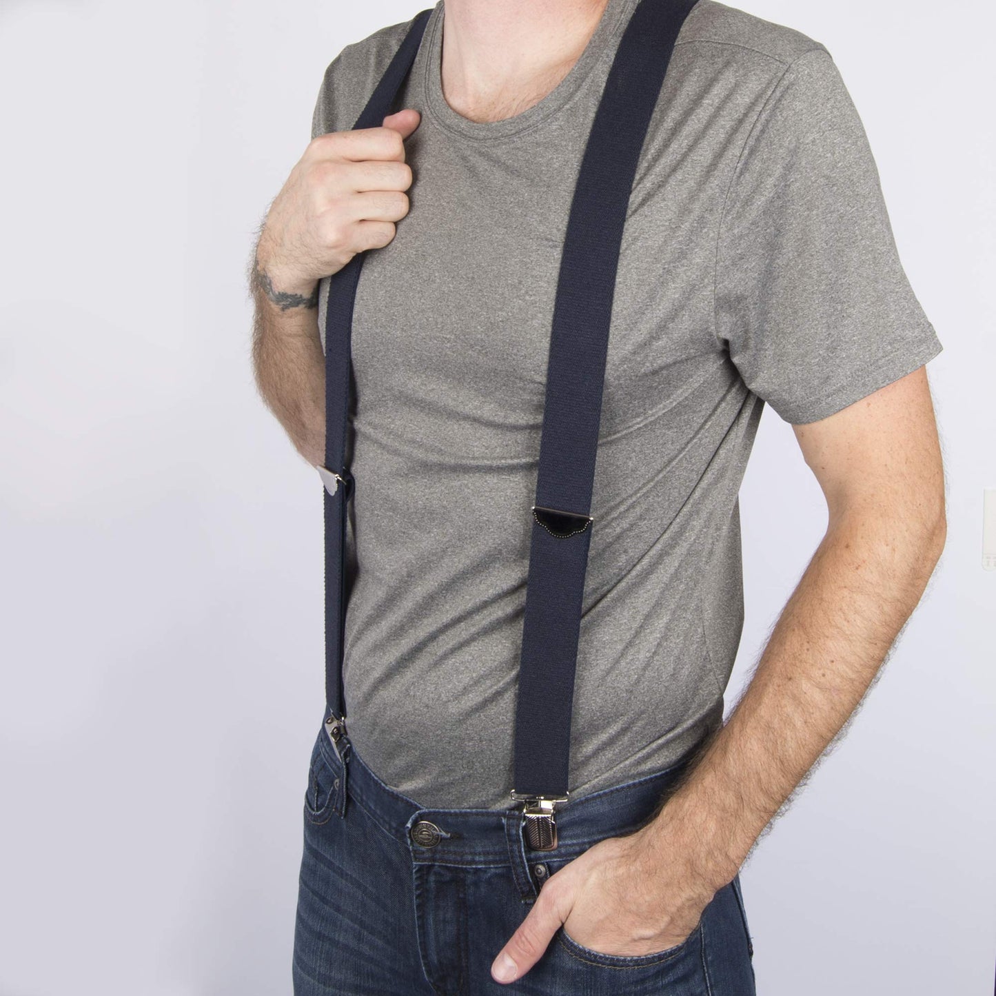 Dickies Men's 1-1/2 Solid J-Clip Suspender, Navy, One Size Dickies