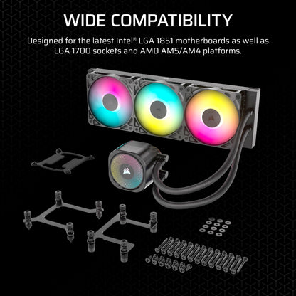 CORSAIR Nautilus 360 RS ARGB Liquid CPU Cooler – 360mm AIO – Low-Noise – Direct Motherboard Connection – Daisy-Chain – Intel LGA 1851/1700, AMD AM5/AM4 – 3X RS120 ARGB Fans Included – Black 🍁 All In One Marketplace Canada