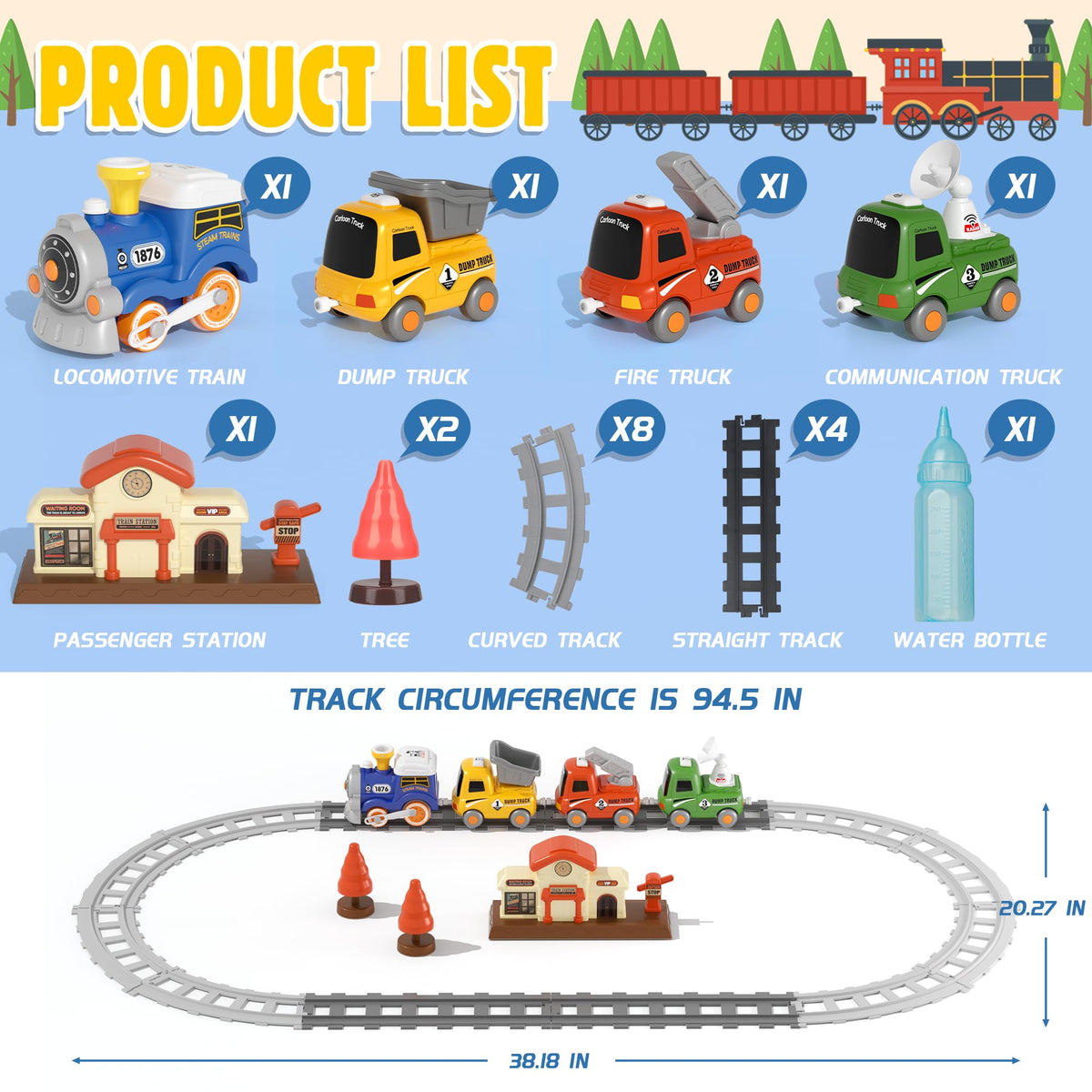 MORECOLL Train Set for Toddlers w/Steam, Music & Lights - First Choo Choo Train for Toddlers, Electric Train Set for Kids, Magnetic Train Toys, Christmas Birthday Gifts for Boys Girls 🍁 All In One Marketplace Canada