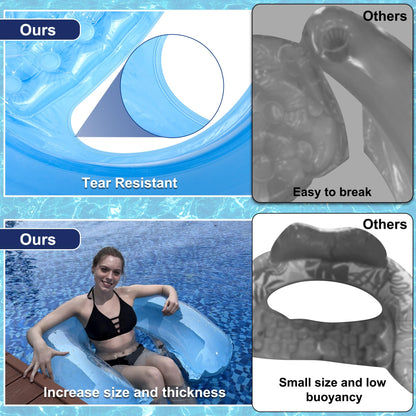 4 Pack Pool Floaties for Adults, Upgraded 52“X38 Adult Size Inflatable Pool Float Chair Floating Pool Chair Floaties for Adults Beaches, Lakes, Rivers, Parties