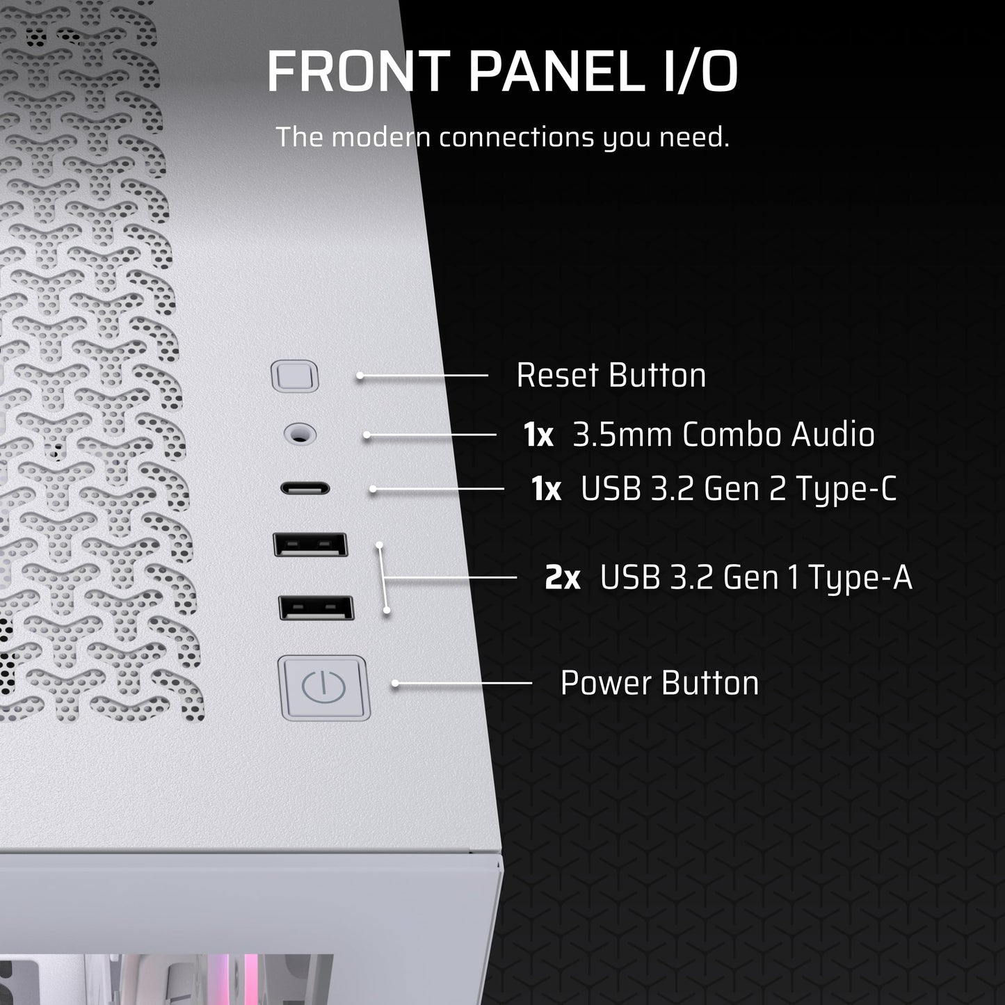 CORSAIR 3500X RS-R ARGB Mid-Tower PC Case – 3X Pre-Installed RS120-R ARGB Fans, GPU Anti-Sag Arm, Fits up to 10x 120mm Fans, Reverse Connection Motherboard Compatible – White Corsair