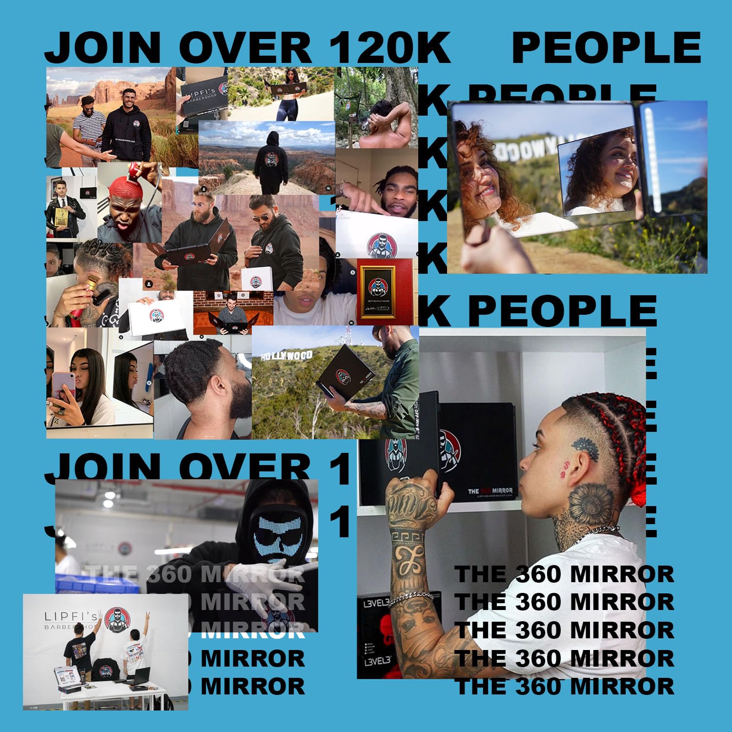 The 360 Mirror - 3 Way Adjustable Trifold Barber Mirror for Self Hair Cutting - Tri Fold Self Haircut System for Men and Women Braiding - Available at All In One Marketplace Canada