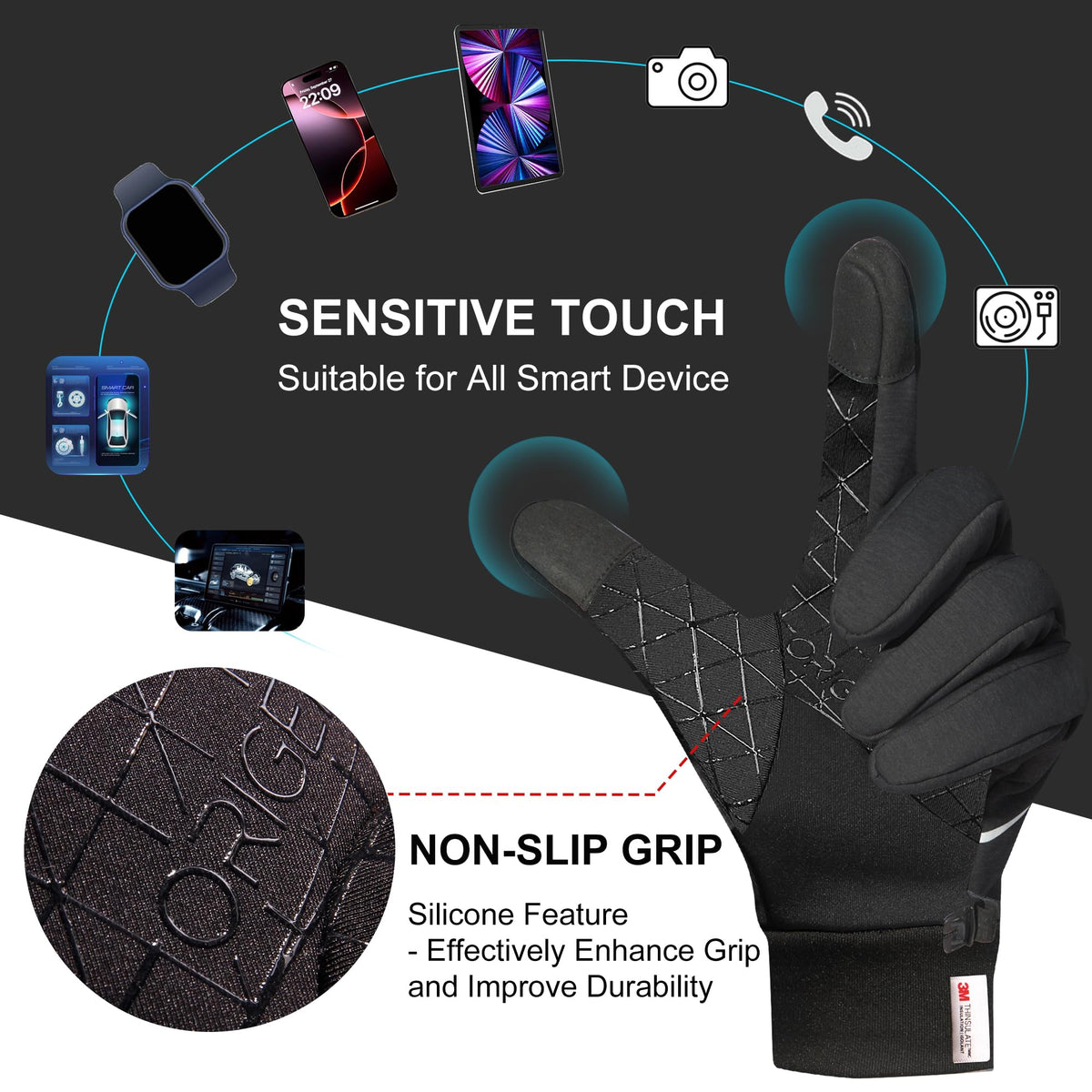Origem Warm Winter Running Gloves for Men Women, 3M Thinsulate Touch Screen 🍁 All In One Marketplace Canada