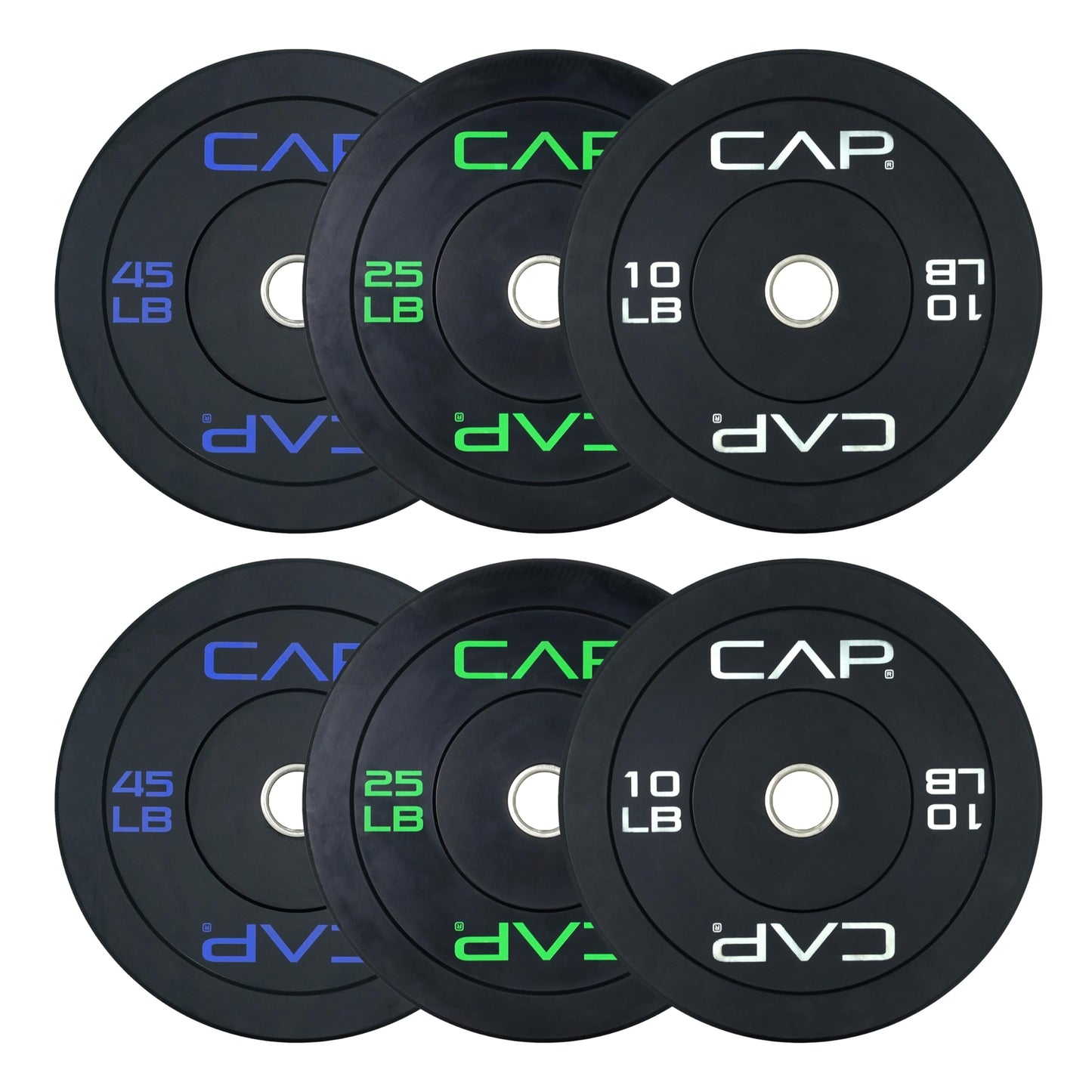 CAP Barbell Economy Olympic Bumper Plate Set with Color Logo, Black, 160 lbs Set 🍁 All In One Marketplace Canada