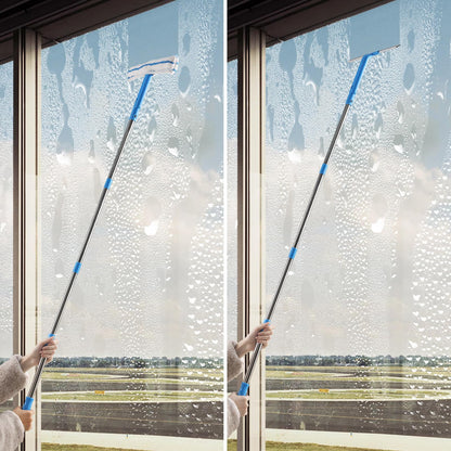 Mitclear Window Cleaner with Long Handle(57IN), Glass Cleaning Tools with Silicone Squeegee & Microfiber Scrubber, Window Cleaning Kit for Shower Glass Mirror Door Car - Available at All In One Marketplace Canada