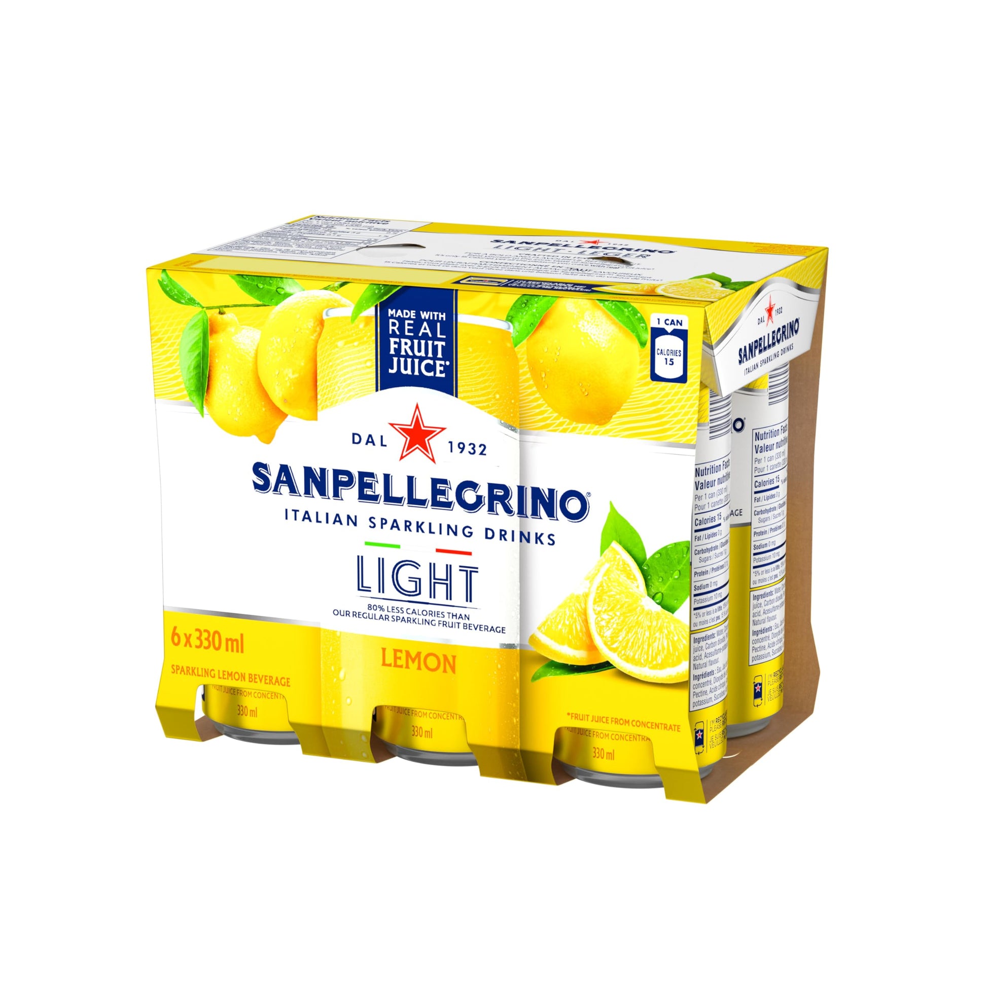 San Pellegrino Light Lemon, Sparkling Fruit Beverage, 24 x 330ml San Pellegrino