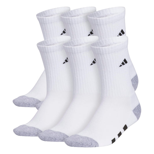 adidas Unisex-Kids Athletic Cushioned 6-Pack Crew Socks, White/Grey/Black, Medium