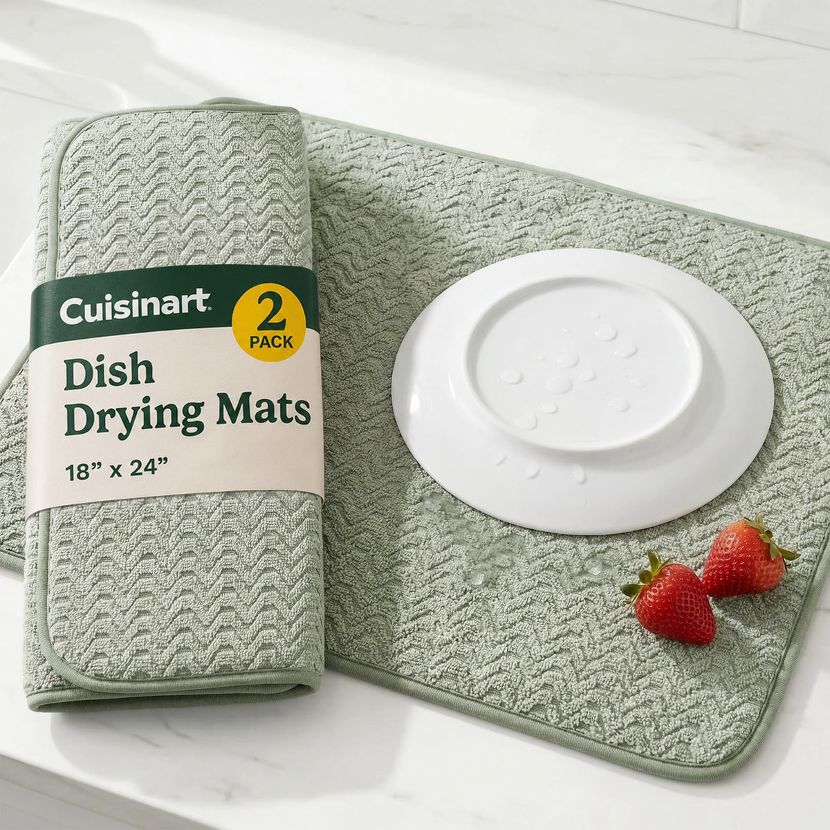 Cuisinart Dish Drying Mat for Kitchen Counter, 2-Pack XL 18"x24"