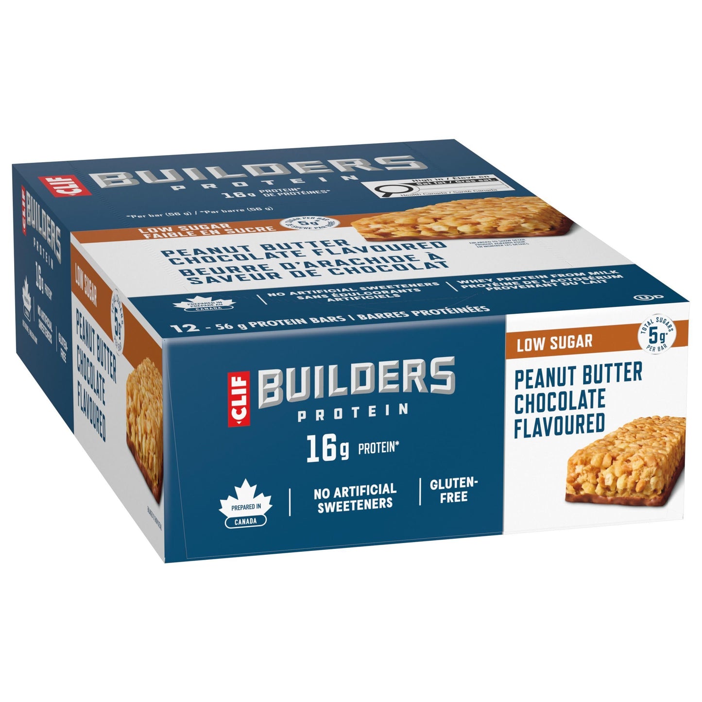 Clif Builders Low Sugar Protein Bar Peanut Butter Chocolate Flavour 12 Bars BUILDERS