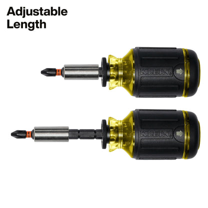 Klein Tools 32308 Multi-bit Stubby Screwdriver, Impact Rated 8-in-1 Adjustable Magnetic Tool with Phillips, Slotted, Square and Nut Driver KLEIN TOOLS
