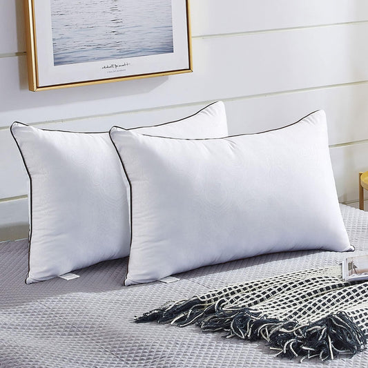 JOLLYVOGUE King Size Pillows 2 Pack for Sleeping, Soft and Supportive Bed Pillows for Side Back and Stomach Sleeper, Down Alternative Hotel Collection Pillows 2 Pack