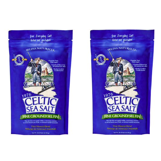 Celtic Sea Salt Fine Ground - Resealable Bags, 1 Pound, 2 Pack