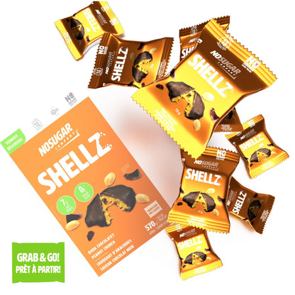 No Sugar Keto Shellz Peanut Crunch - Low Carb (1g), Sugar Free (0g) Chocolate Candy - 30 Pack Individual Wrappers - Gluten Free, Kosher