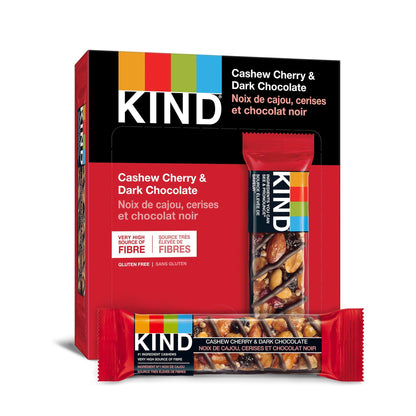 KIND Bars, Dark Chocolate Cherry Cashew + Antioxidants, Gluten Free, 40 Grams, 12 Count