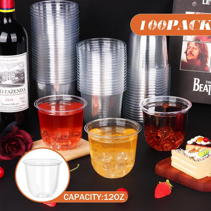 100 Pcs Disposable Stemless Glasses 12oz Crystal Plastic Wine Glasses Clear Classic Cup for Meeting Weddings Birthdays Cocktail Christmas Party Supplies 🍁 All In One Marketplace Canada